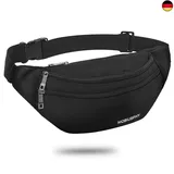 MOBIUSPHY Bauchtasche Damen Herren Gürteltasche Hüfttasche Handytasche Sport Laufgürtel, Schwarz