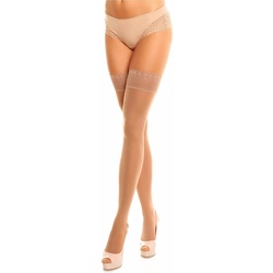 Halterlose Strümpfe GLAMORY „Vital“ Gr. 60/62, beige (make, up) Damen Socken Halterlose Strümpfe leichte Stützkraft, Seidig matt, weicher Spitzenbund