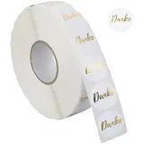 Relaxdays Danke Aufkleber 2500 Stück Ø 25 mm selbstklebend