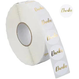 Relaxdays Danke Aufkleber 2500 Stück Ø 25 mm selbstklebend