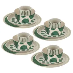 Koziol CONNECT MONSTERA Geschirrset 16-teilig, Verschiedene Speisen an verschiedenen Orten mit dem Mehrweggeschirr genießen, 1 Set = 4 Becher, 4 Schalen, 4 kl. Teller, 4 gr. Teller