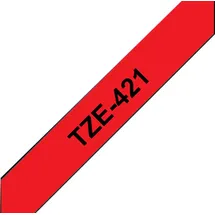 Brother TZe-421 laminiert schwarz auf rot 0,9cm x 8m