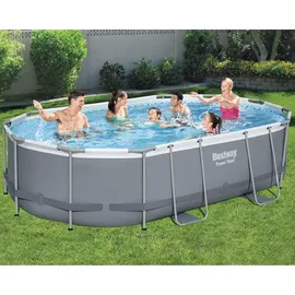 BESTWAY Power Steel Frame Pool oval Set 488 x 305 x 107 cm inkl. Filterpumpe