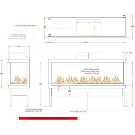 Muenkel design wall fire electronic PRO FR 1610 [Opti-myst Elektrokamineinsatz Wandeinbau]: Glasscheibe rechts - ohne Dekoholz - Ohne Heizung - Tank