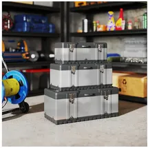 Homcom Werkzeugkoffer 3er Set leer Edelstahl und Kunststoff Silber 29,8x25,5x58,2 cm