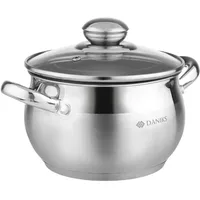 Daniks Classic Edelstahl Kochtopf Induktion mit Glasdeckel, 16 cm,