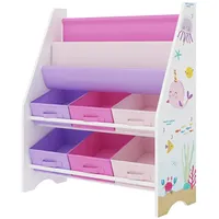 [en.casa] Kinderregal Ponteceso mit 2 Ablagefächern und 6 Faltboxen Ozean-Motiv 74 x 62 x 26,5 cm - Lila