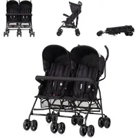 Chipolino Zwillingskinderwagen Double Point klappbar Korb Sonnendach Frontbügel schwarz