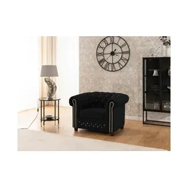 S-Style Chesterfield Sessel Cleo Blink Samt 104 x 72 x 0 cm Schwarz