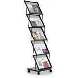 Vevor faltbarer Prospektständer Zeitschriftenständer mit 5 Taschen, rollbarer Literaturständer Kataloghalter Schrägsteller, Buchständer Bodenaufsteller für Messe, Büroshows, Ausstellung