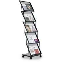 Vevor faltbarer Prospektständer Zeitschriftenständer mit 5 Taschen, rollbarer Literaturständer Kataloghalter Schrägsteller, Buchständer Bodenaufsteller für Messe, Büroshows, Ausstellung