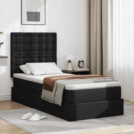 vidaXL Bett mit Stauraum und LED Schwarz 90 x 200 cm Kunstleder