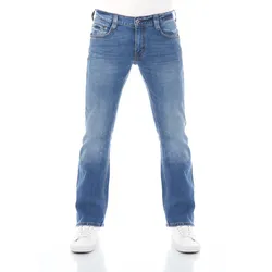 Mustang Herren Jeans Oregon Bootcut Bootcut Blau Tiefer Bund Reißverschluss L 34