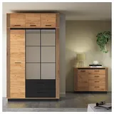 Lomadox Schlafzimmer-Set URBANIA-131, (Spar-Set), Schlafzimmermöbel Garderobenschrank Sideboard modern Eiche mit schwarz braun