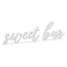 Partydeco Schriftzug Sweet bar 37x10cm Holz Tischdeko Candy Bar Deko Aufsteller Hochzeitsdeko Set weiß