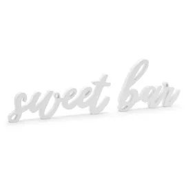 Partydeco Schriftzug Sweet bar 37x10cm Holz Tischdeko Candy Bar Deko Aufsteller Hochzeitsdeko Set weiß