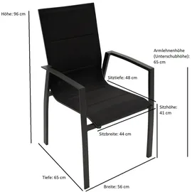 DEGAMO FARO Stapelsessel 56 x 65 x 96 cm grau/schwarz 4 St.