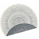 NORTHRUGS »Porto Wendeteppich«, rund, 5 mm Höhe, In-& Outdoor, Wetterfest, Balkon, Garten, Wohnzimmer, Wasserfest grau Ø Runder Mandala Design Flachgewebe Teppich für Terrasse, in Creme, ⌀140cm