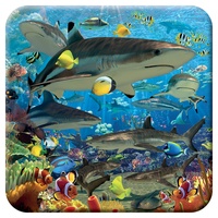 3D LiveLife Kork Matte - Haifischriff von Deluxebase. Linsenförmige-3D-Kork Ozean Untersetzer. rutschfeste Getränkematte mit Originalkunstwerk lizenziert vom bekannt Künstler David Penfound