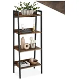 Tectake tectake® Leiterregal Industrial Style, mit 4 offenen Fächern mit verstellbarem Einlegeboden, inklusive Kippschutz, 57,5 x 34 x 138 cm