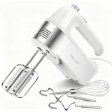 HaooAir 450W Elektro-Handmixer, 5-Gang-Handmixer mit Messbecher-aufbewahrung, 5 Edelstahl-Zubehör, Turbo-Boost, Auswurftaste, Küchenmixer für Backen, White
