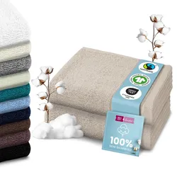 Set Handtücher Baumwolle Plain Design - Farbe: Grau-Beige, Größe: 90x200