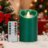 Koelaa LED Kerzen, Grün Flammenlose Batteriebetriebene Kerze Mit Timerfunktion und Fernbedienung - Für Party, Weihnachten (7.5 * 10cm)