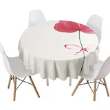 Morbuy Rund Tischdecke, Floral Rund Tischdecken Wasserdicht Lotuseffekt Abwischbar Abwaschbar Tischtuch für Dekoration Küchentisch Garten Outdoor (Durchmesser 130cm,Mohn)
