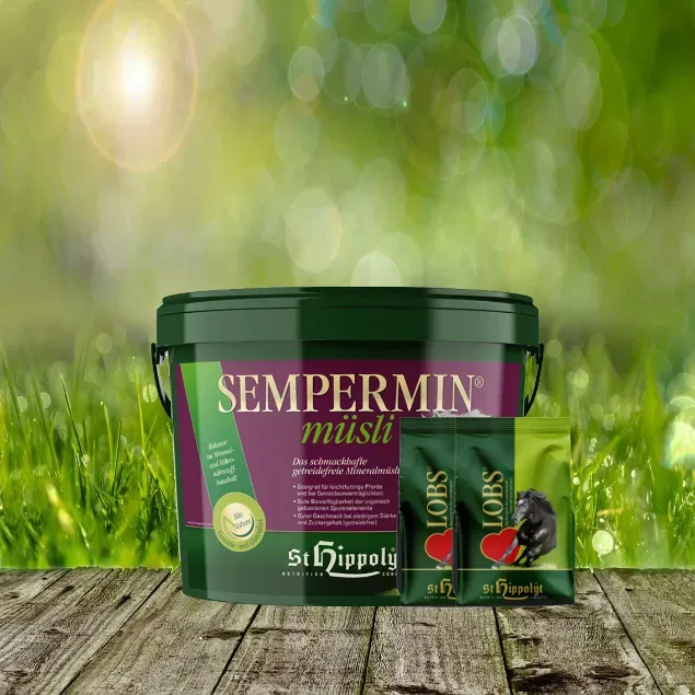St. Hippolyt Semper Min Mineralmüsli 7,5 kg + St. Hippolyt Lobs Belohnungswürfel 2 x 1 kg geschenkt