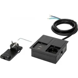 Kopp 939647017 VersaHIT Dual - 1 Schutzkontaktsteckdose, 2x USB Anschluss, Farbe: schwarz matt