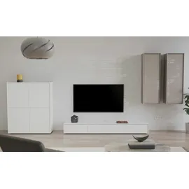 CaliCosy TV-Lowboard 200 x 22 x 43 cm Weiß Kunststoff/Holzwerkstoff
