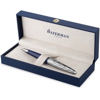 Waterman Carène Kugelschreiber | Metall und blaue Lackierung | ziselierte Kappe | blaue Tinte | Geschenkbox