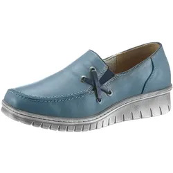Slipper LORETTA, Damen, Gr. 40, blau (jeansblau), Leder, klassisch, Schuhe