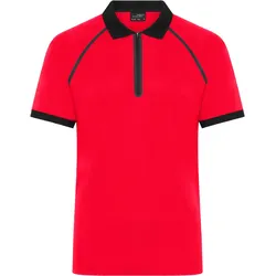 Herren Zip-Polo - Farbe schwarz, rot - Größe L