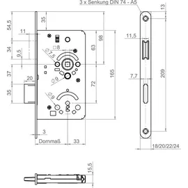 SSF ZT-Einsteckschl.MG 50 SET BB 20/ 55/72/8mm DIN L/R VA rd SSF