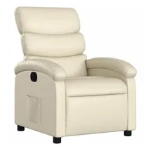 vidaXL Relaxsessel Creme Kunstleder 92 x 99,5 x 0 cm Beige mit Liegeposition