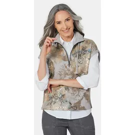 GOLDNER Kurzgröße: Baumwollsweater mit Metallic-Muster", in graumelange gemustert), | Gr.: 23,