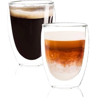 Kaffeetassen aus Glas, Teegläser Doppelwandig 2 x 350 ml Teegläser – Doppelwandige Teegläser, Kaffegläser, Thermogläser Glas, Cappuccino, Latte Macchiato, Tee, Milch, Saft, Eis Tassen