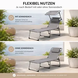 BigDean Sonnenliege 193 x 59 x 45 cm Grau