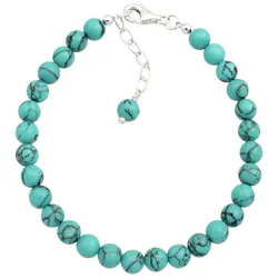 Elli Türkiser Howlit Kugel Boho 925 Sterling Silber Armbänder & Armreife   Damen 