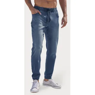 John Devin Jogg Pants JOHN DEVIN Gr. M (48/50), N-Gr, blau (blau, denim), Herren, Jeans, Obermaterial: 65% Baumwolle, 33% Polyester, 2% Elasthan, unifarben, Jeans, Joggpants mit elastischem Bund aus weicher Stretch-Qualität