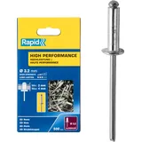 Rapid Blindnieten Aluminium Universal Ø 3,2mm, 2-4mm Klemmbereich, 500 Nieten Großpackung, für Blindnietzangen