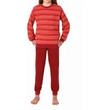 NORMANN langarm Frottee Schlafanzug Pyjama Bündchen Streifen - 77445 in rot | Gr.: 152