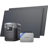 EcoFlow PowerStream Balkonkraftwerk 0% VAT, WiFi netzgekoppelter Mikro-Wechselrichter 800W, 450W Rigid Solarpanels × 2, Delta 2 Max tragbare Powerstation, App-Steuerung, für Zuhause, Camping