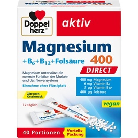 Doppelherz Aktiv Magnesium 400 Direct + B6 + B12 + Folsäure Pellets 40 St.