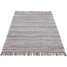 carpetfine Kelim Chindi, braun, 140x200 cm | Moderner Teppich für Wohn- und Schlafzimmer