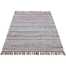 carpetfine Kelim Chindi, braun, 140x200 cm | Moderner Teppich für Wohn- und Schlafzimmer