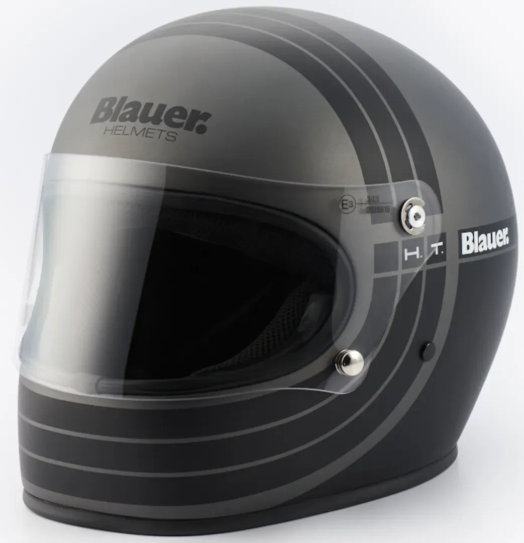 Blauer 80's Helm, schwarz-silber, Größe XL für Männer