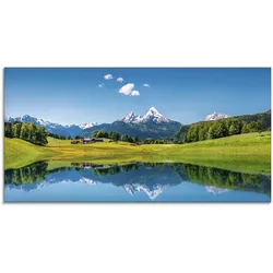 Artland Glasbild »Landschaft in den Alpen«, Berge, (1 St.), in verschiedenen Größen Artland Farbe Bild(er): blau