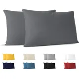Dreamzie Kissenbezug 40x70 (Set mit 2) - 100% Jersey Baumwolle 150 g/qm Kissenbezüge -Anthrazit - Für Kissen 40x70 cm - Kissenhülle - Kissenbezug - Resistent und Hypoallergen